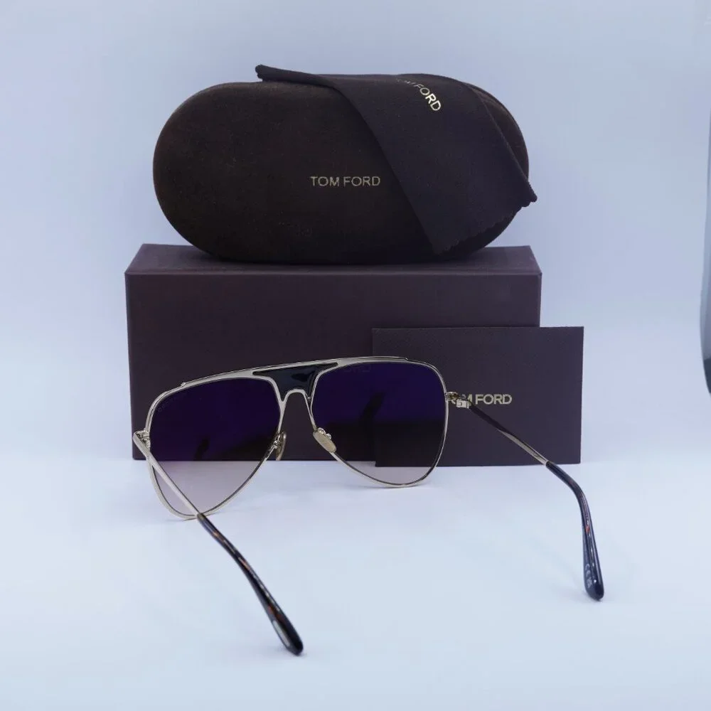 Tom Ford Ethan FT0935 28F Sunglasses Gold Aviator Frame, Brown Lenses